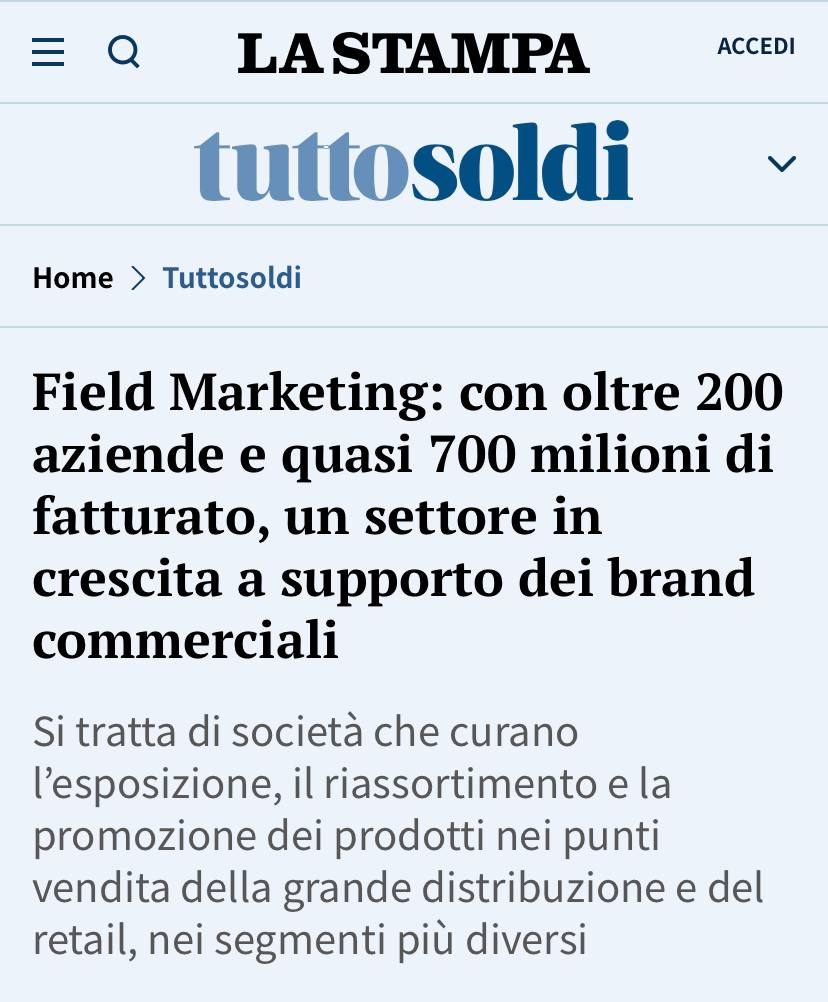 La-Stampa-TuttoSoldi-Anasfim-FieldMarketing