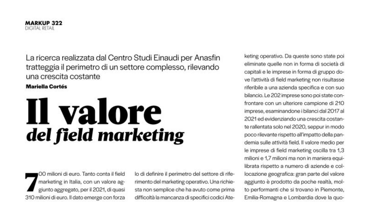 La ricerca di ANASFiM sul field marketing in un articolo su MarkUp